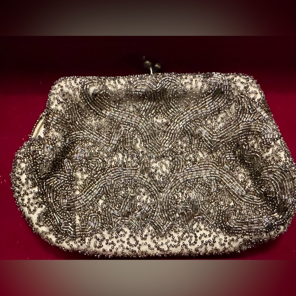 Handmade antique beaded clutch